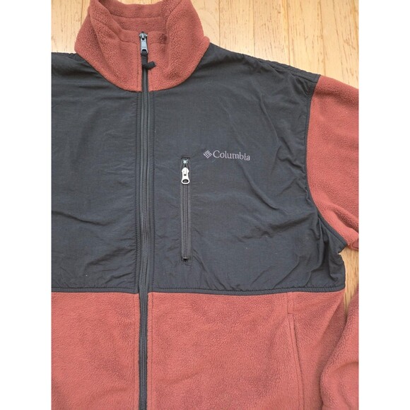 Columbia Mens Full Zip Fleece Jacket  Size Large Burnt Orange/Sienna Black - Picture 1 of 6